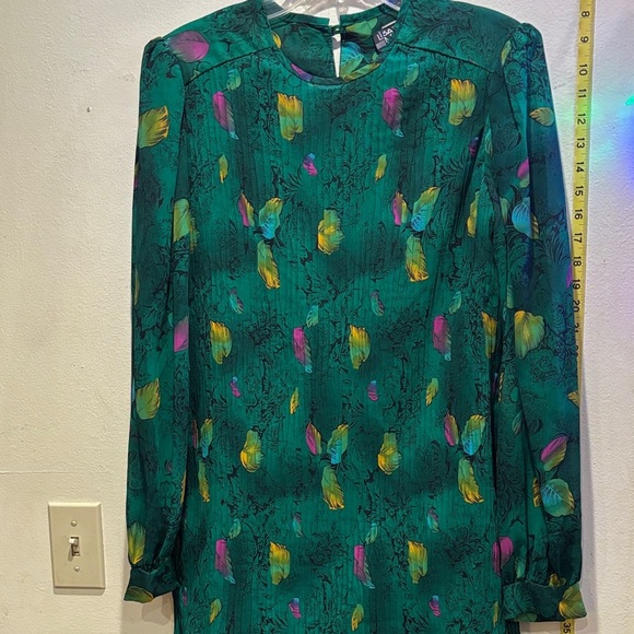 Lisa Michaels Green and Yellow floral Dress - Picture 1 of 7